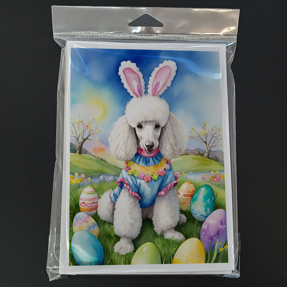 White Poodle Easter Egg Hunt Greeting Cards Pack of 8