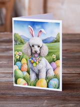 White Poodle Easter Egg Hunt Greeting Cards Pack of 8