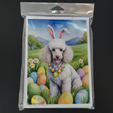 White Poodle Easter Egg Hunt Greeting Cards Pack of 8