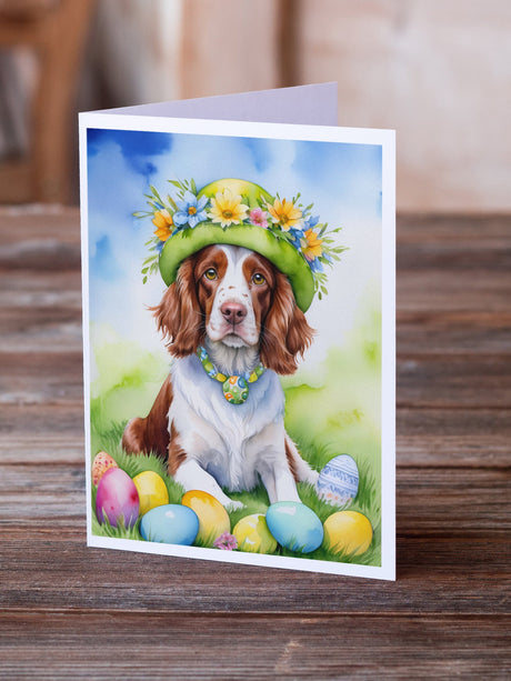 Welsh Springer Spaniel Easter Egg Hunt Greeting Cards Pack of 8