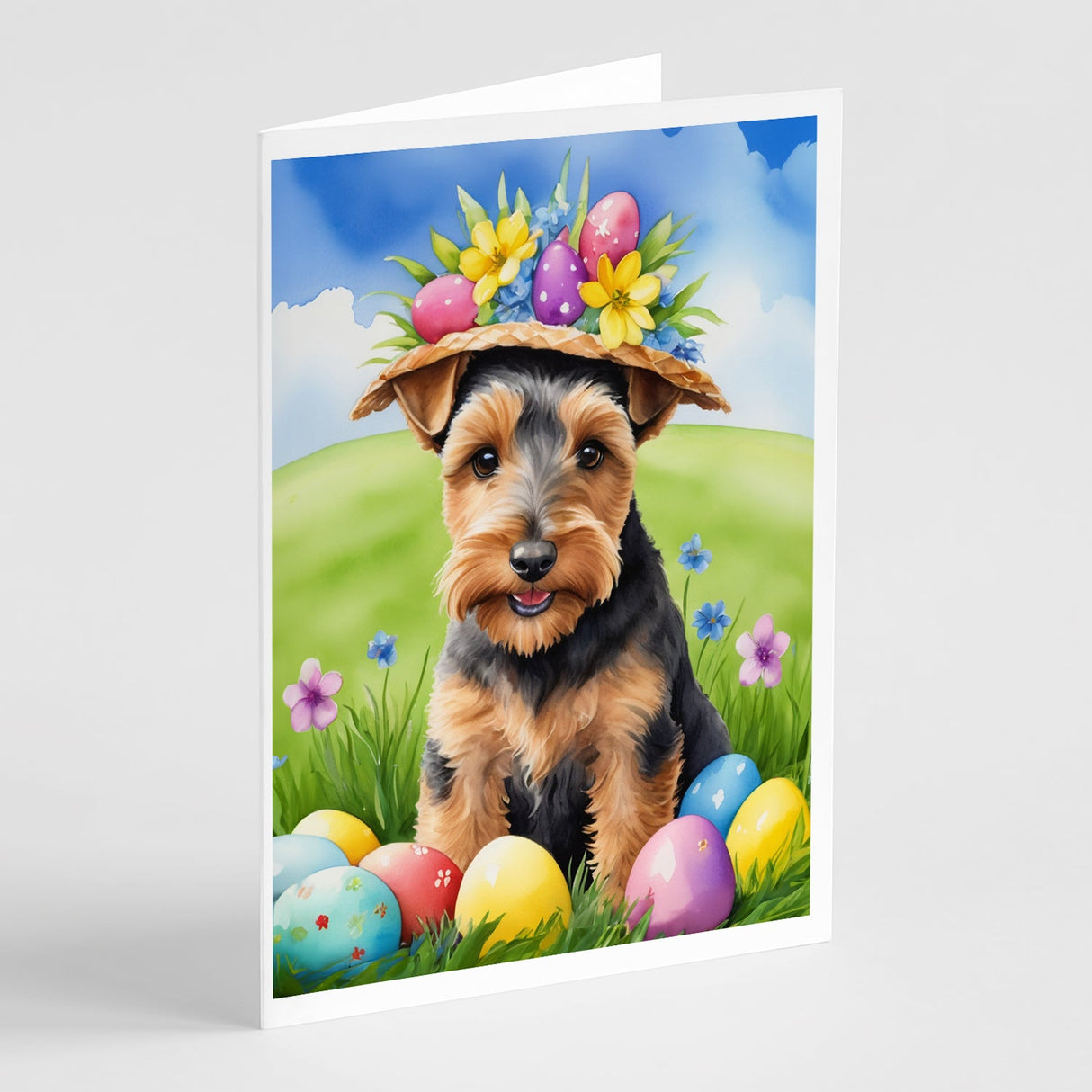 Welsh Terrier Easter Egg Hunt Greeting Cards Pack of 8