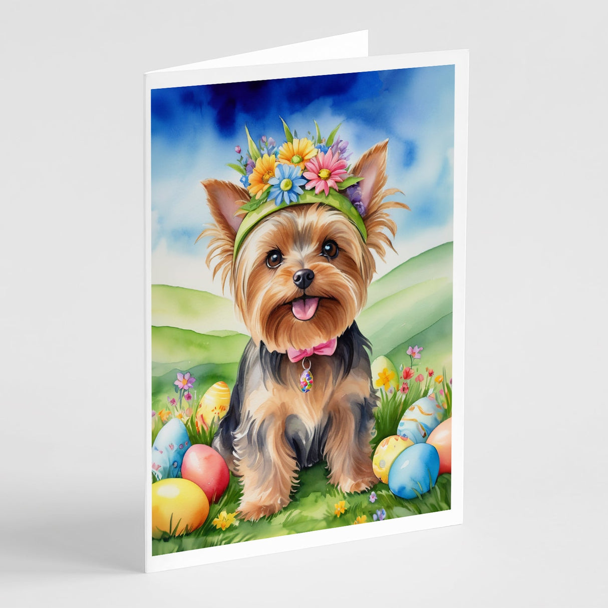 Yorkshire Terrier Easter Egg Hunt Greeting Cards Pack of 8