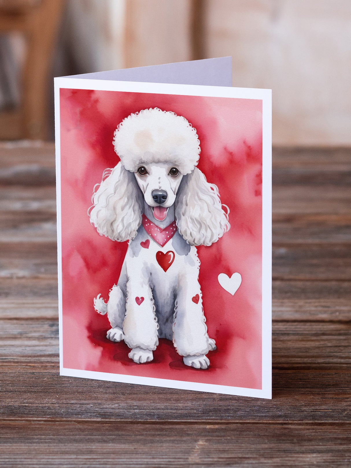 White Poodle My Valentine Greeting Cards Pack of 8