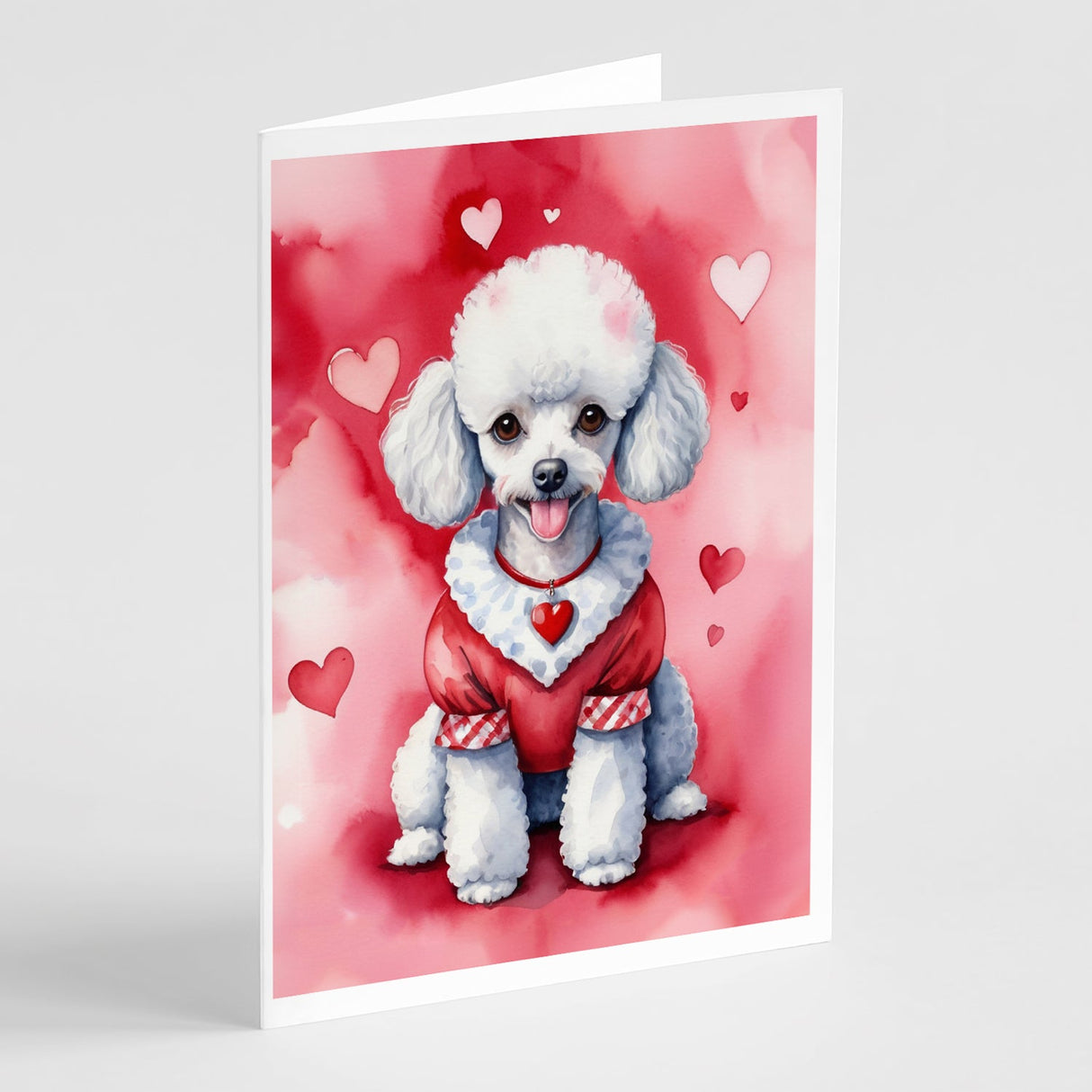 White Poodle My Valentine Greeting Cards Pack of 8