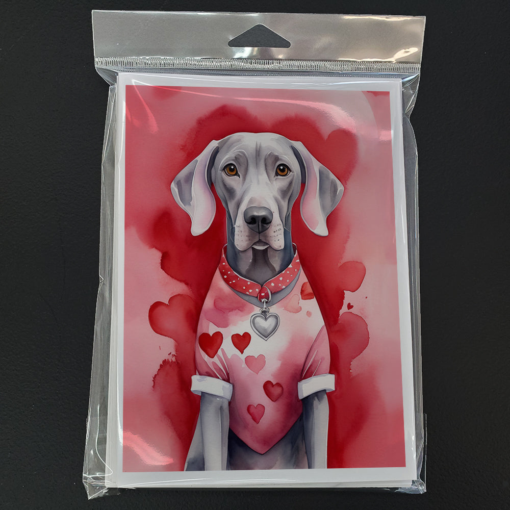 Weimaraner My Valentine Greeting Cards Pack of 8