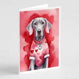 Weimaraner My Valentine Greeting Cards Pack of 8