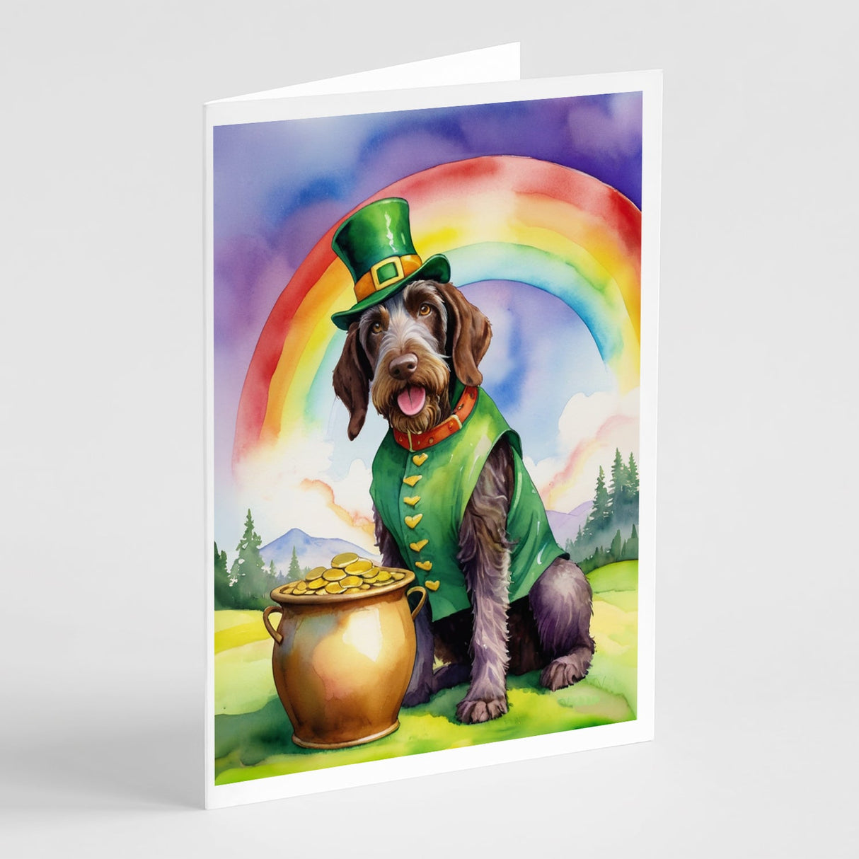 German Wirehaired Pointer St Patrick's Day Greeting Cards Pack of 8