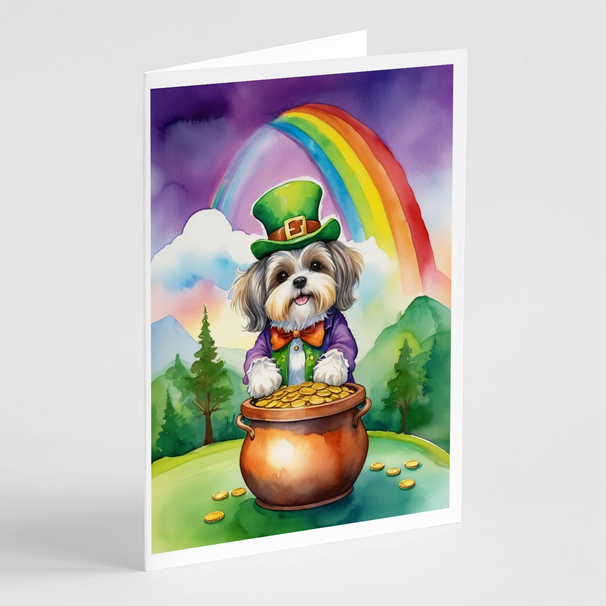 Lhasa Apso St Patrick's Day Greeting Cards Pack of 8