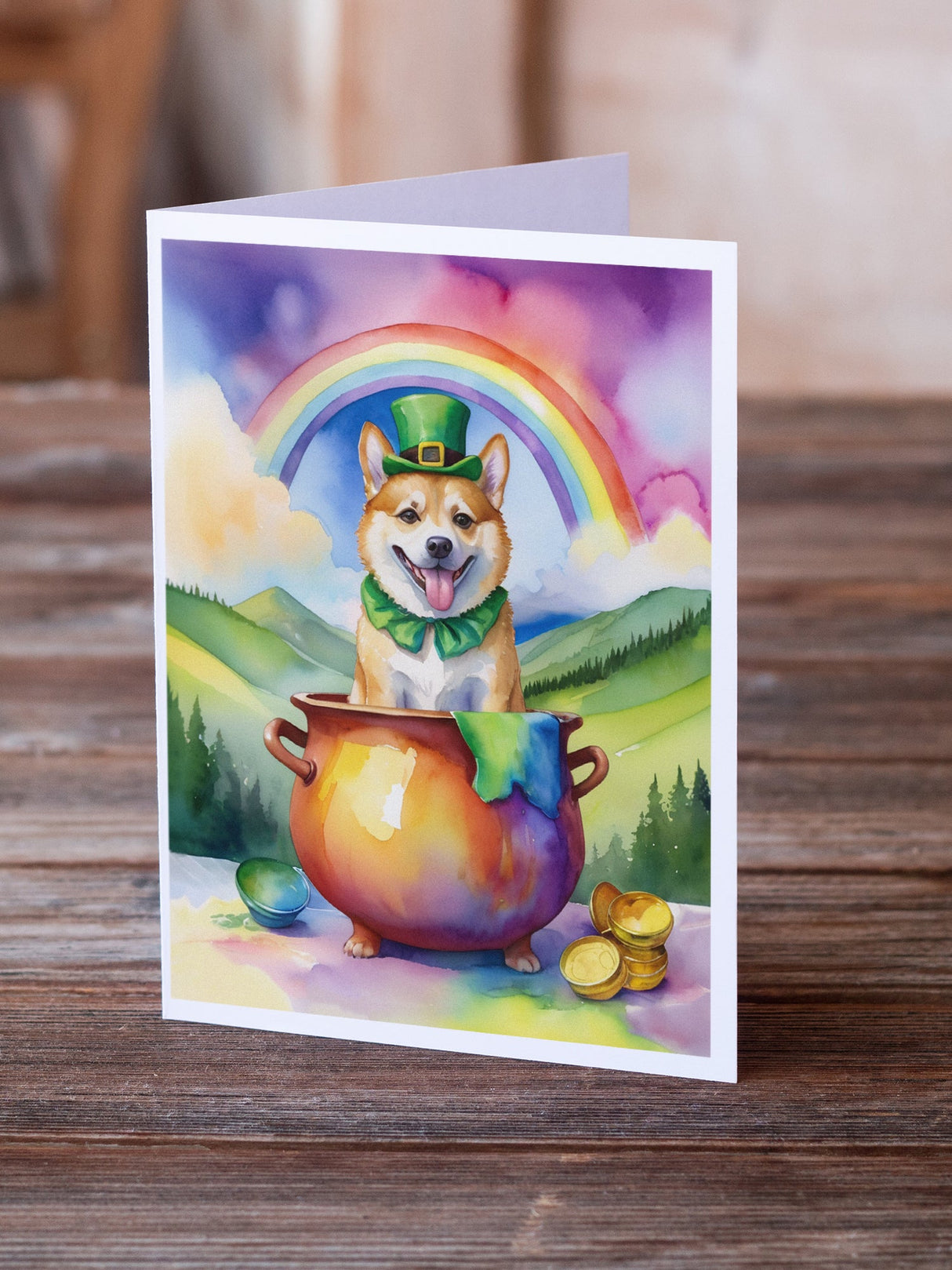 Norwegian Buhund St Patrick's Day Greeting Cards Pack of 8