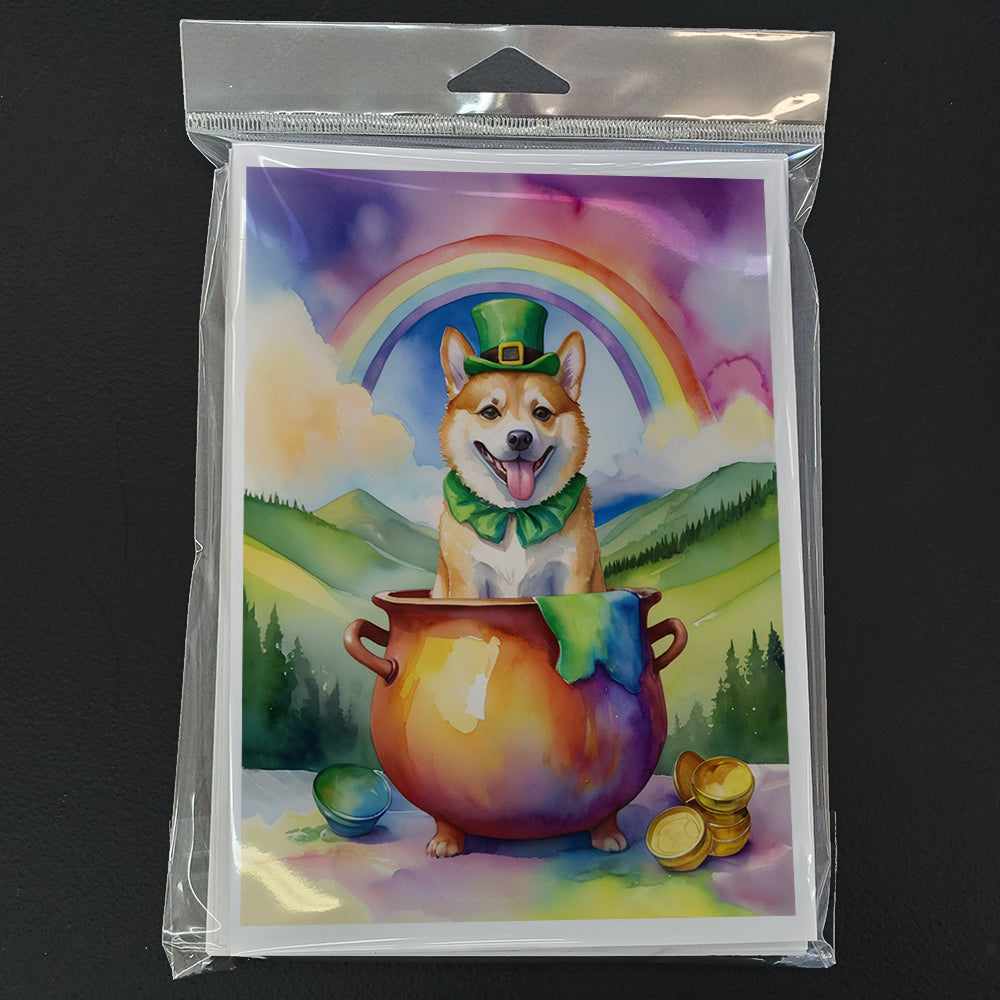 Norwegian Buhund St Patrick's Day Greeting Cards Pack of 8