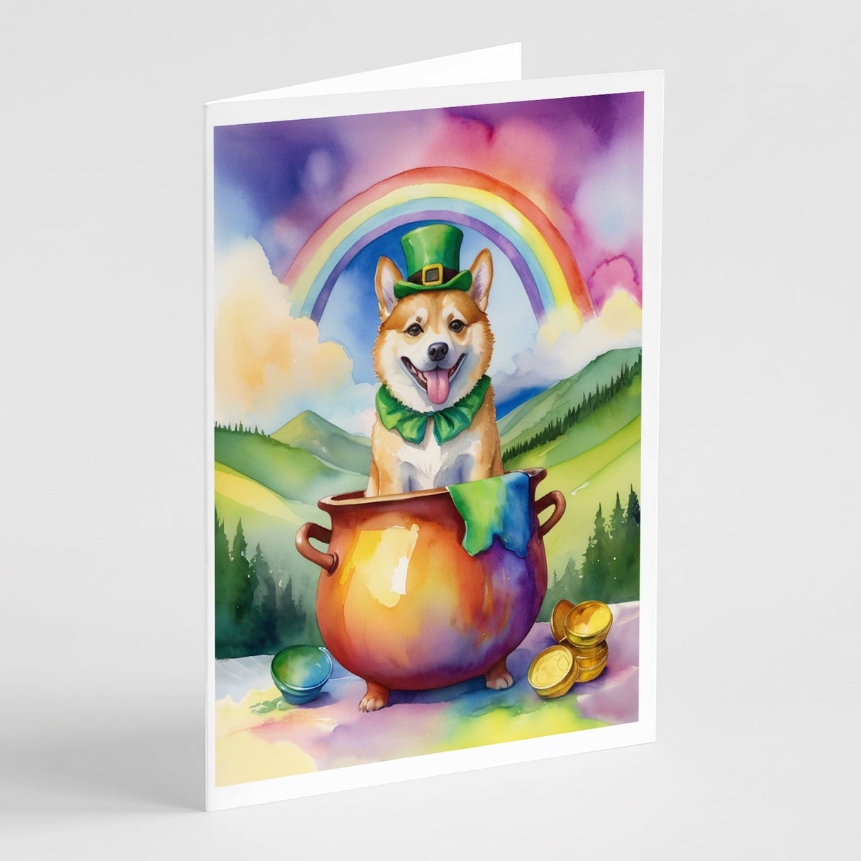 Norwegian Buhund St Patrick's Day Greeting Cards Pack of 8