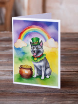 Norwegian Elkhound St Patrick's Day Greeting Cards Pack of 8