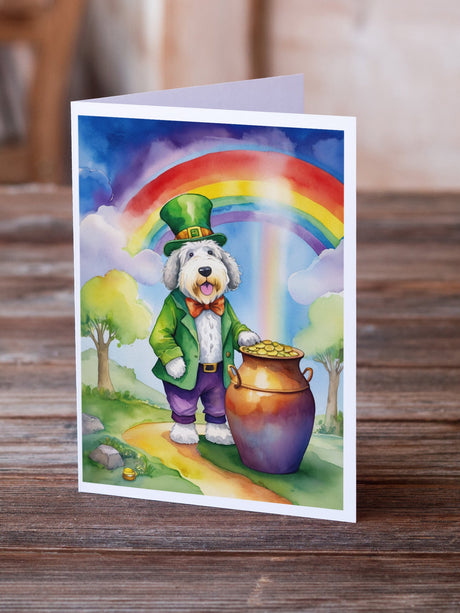 Old English Sheepdog St Patrick's Day Greeting Cards Pack of 8