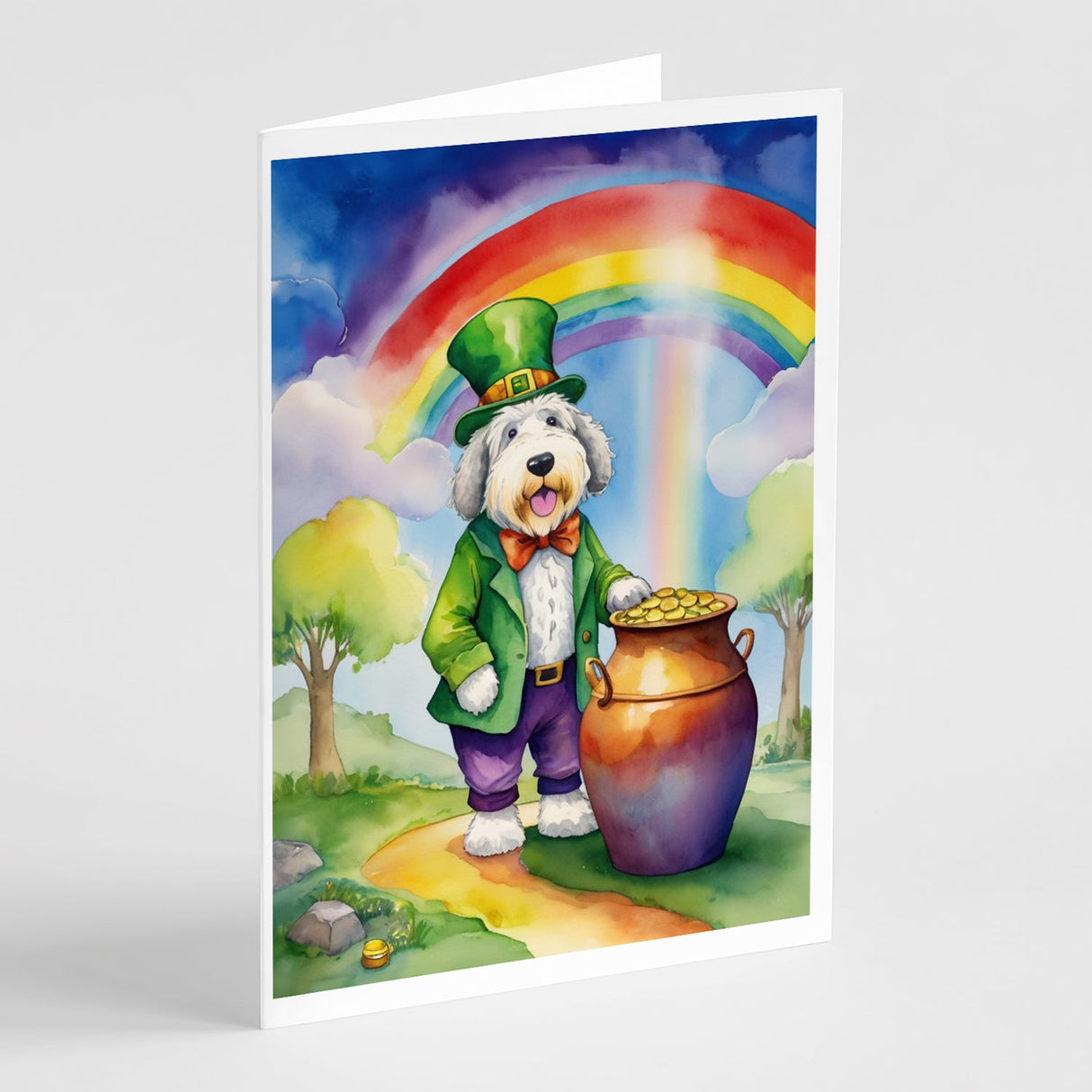 Old English Sheepdog St Patrick's Day Greeting Cards Pack of 8