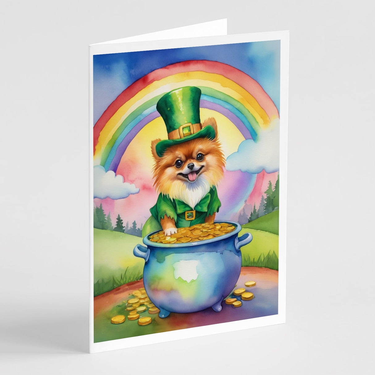 Pomeranian St Patrick's Day Greeting Cards Pack of 8