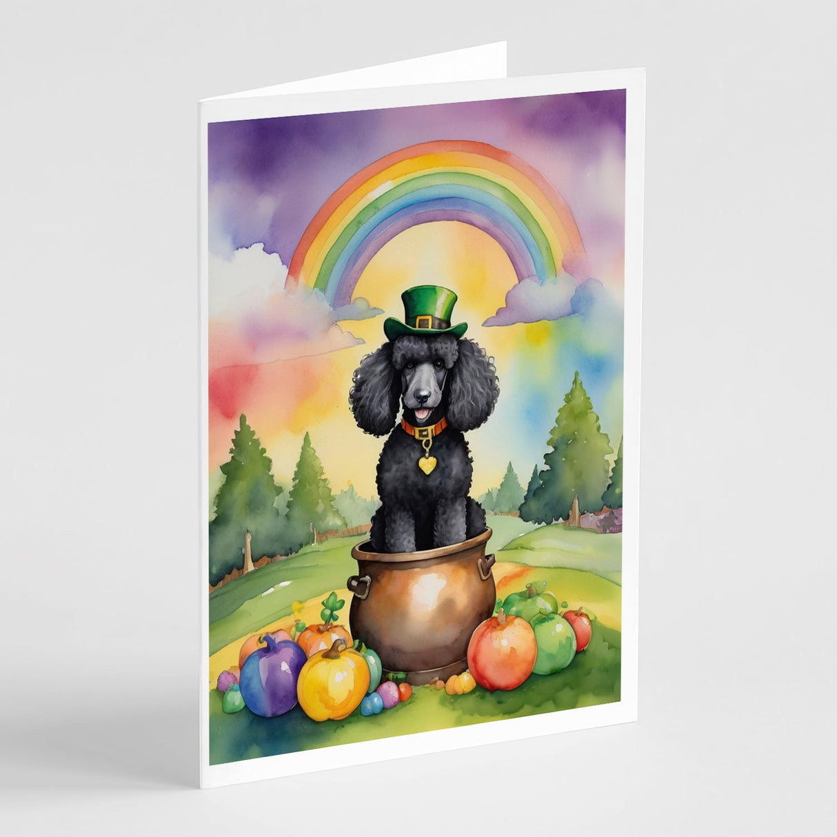 Black Poodle St Patrick's Day Greeting Cards Pack of 8