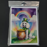 White Poodle St Patrick's Day Greeting Cards Pack of 8