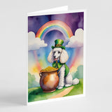 White Poodle St Patrick's Day Greeting Cards Pack of 8