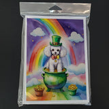 White Poodle St Patrick's Day Greeting Cards Pack of 8