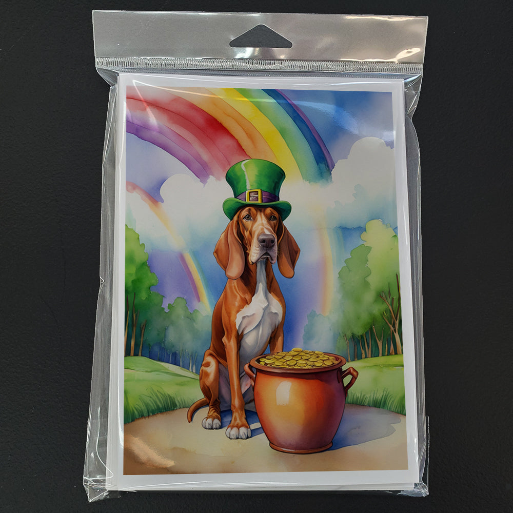 Red Redbone Coonhound St Patrick's Day Greeting Cards Pack of 8