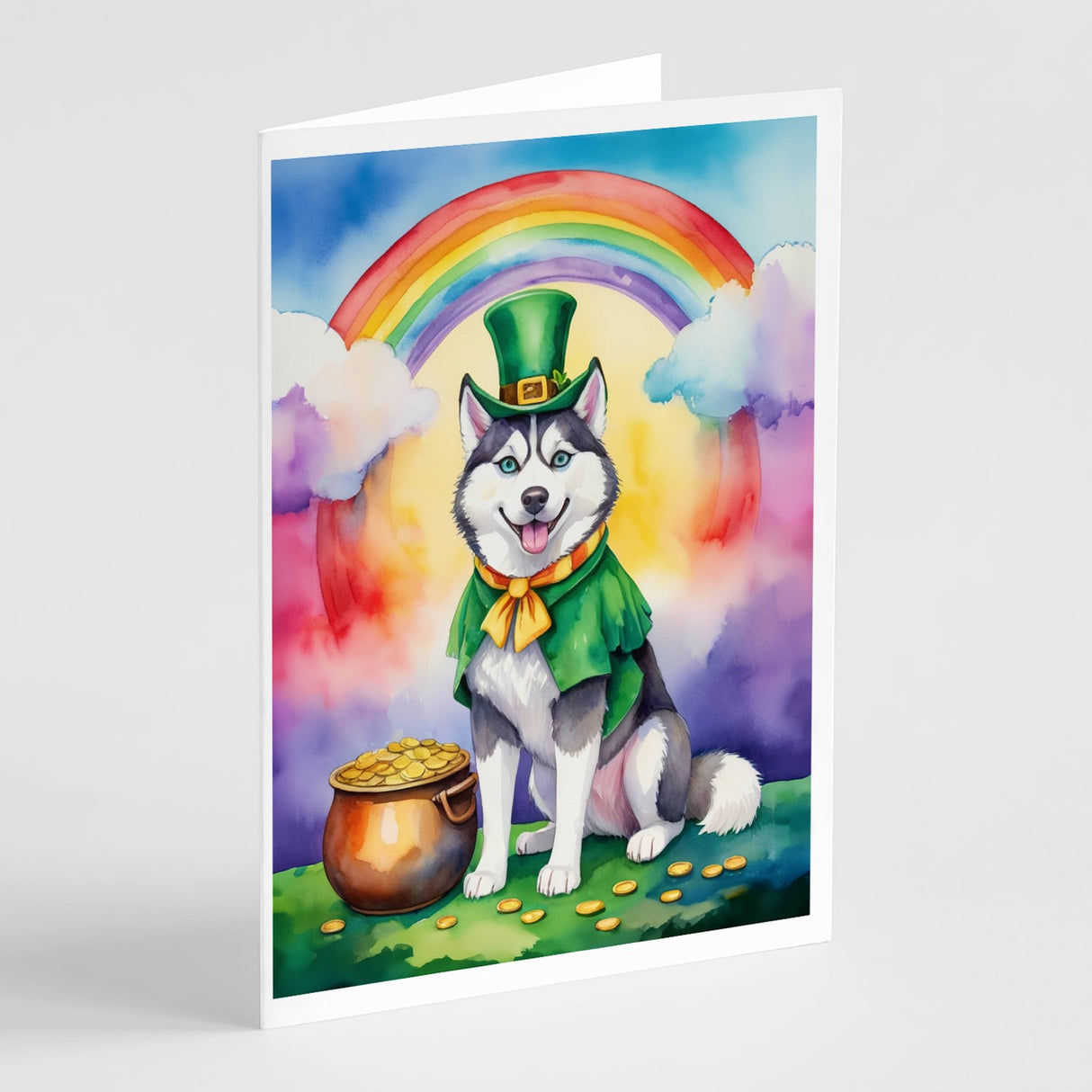 Siberian Husky St Patrick's Day Greeting Cards Pack of 8