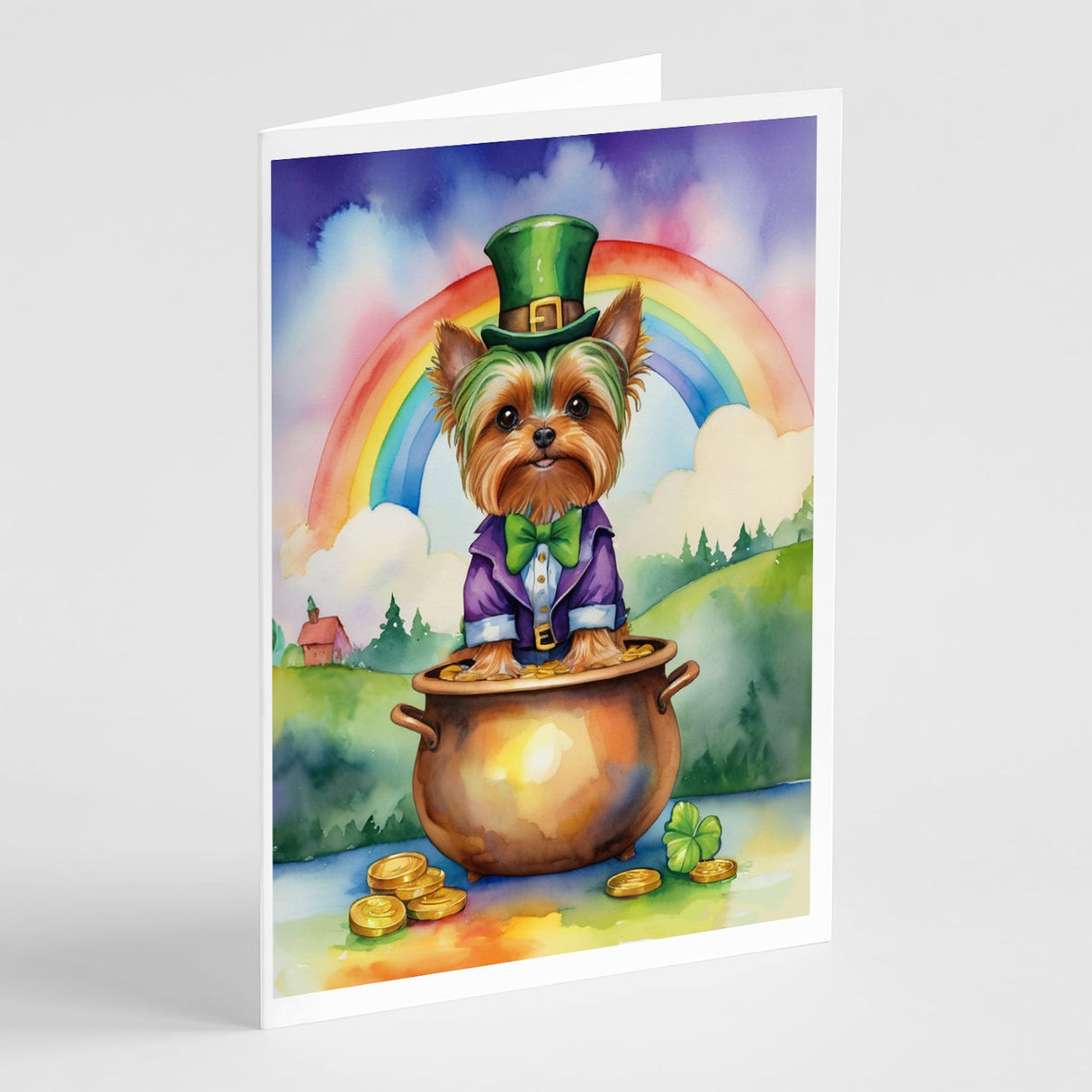 Yorkshire Terrier St Patrick's Day Greeting Cards Pack of 8