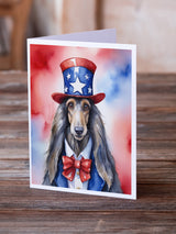 Afghan Hound Patriotic American Greeting Cards Pack of 8