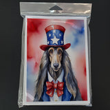 Afghan Hound Patriotic American Greeting Cards Pack of 8