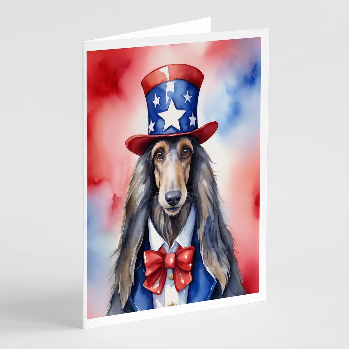 Afghan Hound Patriotic American Greeting Cards Pack of 8