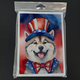 Akita Patriotic American Greeting Cards Pack of 8