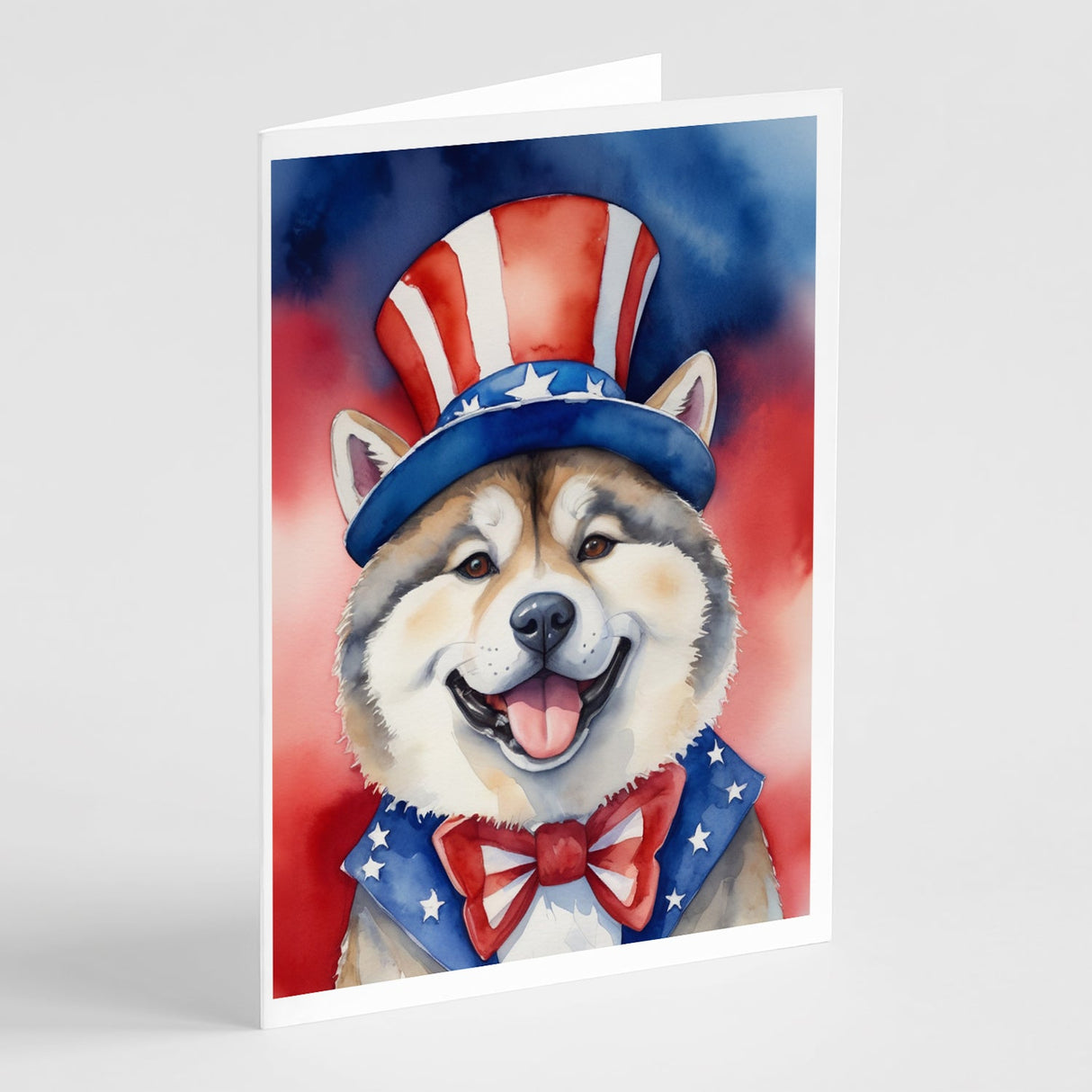 Akita Patriotic American Greeting Cards Pack of 8