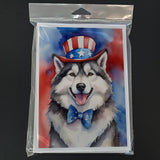 Alaskan Malamute Patriotic American Greeting Cards Pack of 8