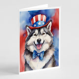 Alaskan Malamute Patriotic American Greeting Cards Pack of 8