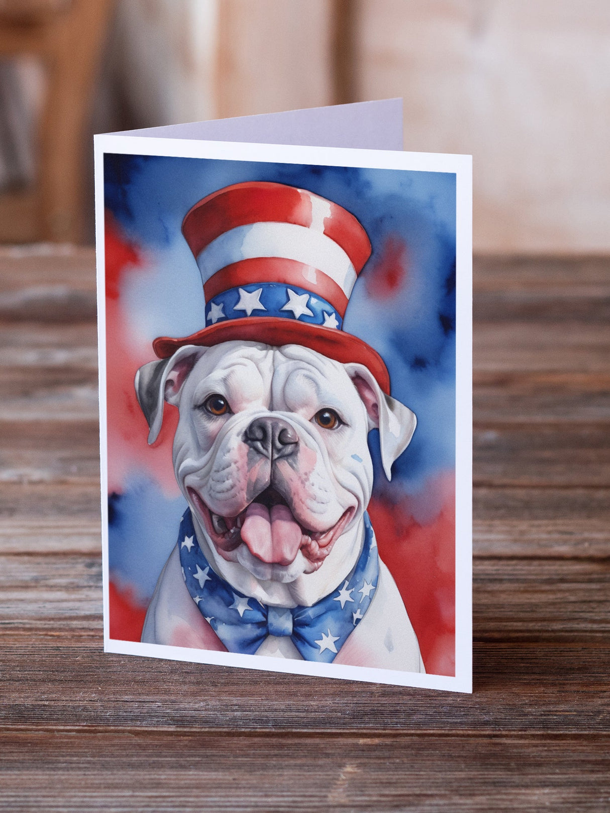 American Bulldog Patriotic American Greeting Cards Pack of 8