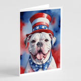 American Bulldog Patriotic American Greeting Cards Pack of 8