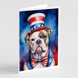 American Bulldog Patriotic American Greeting Cards Pack of 8