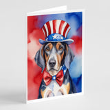 American English Coonhound Patriotic American Greeting Cards Pack of 8