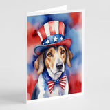 American Foxhound Patriotic American Greeting Cards Pack of 8