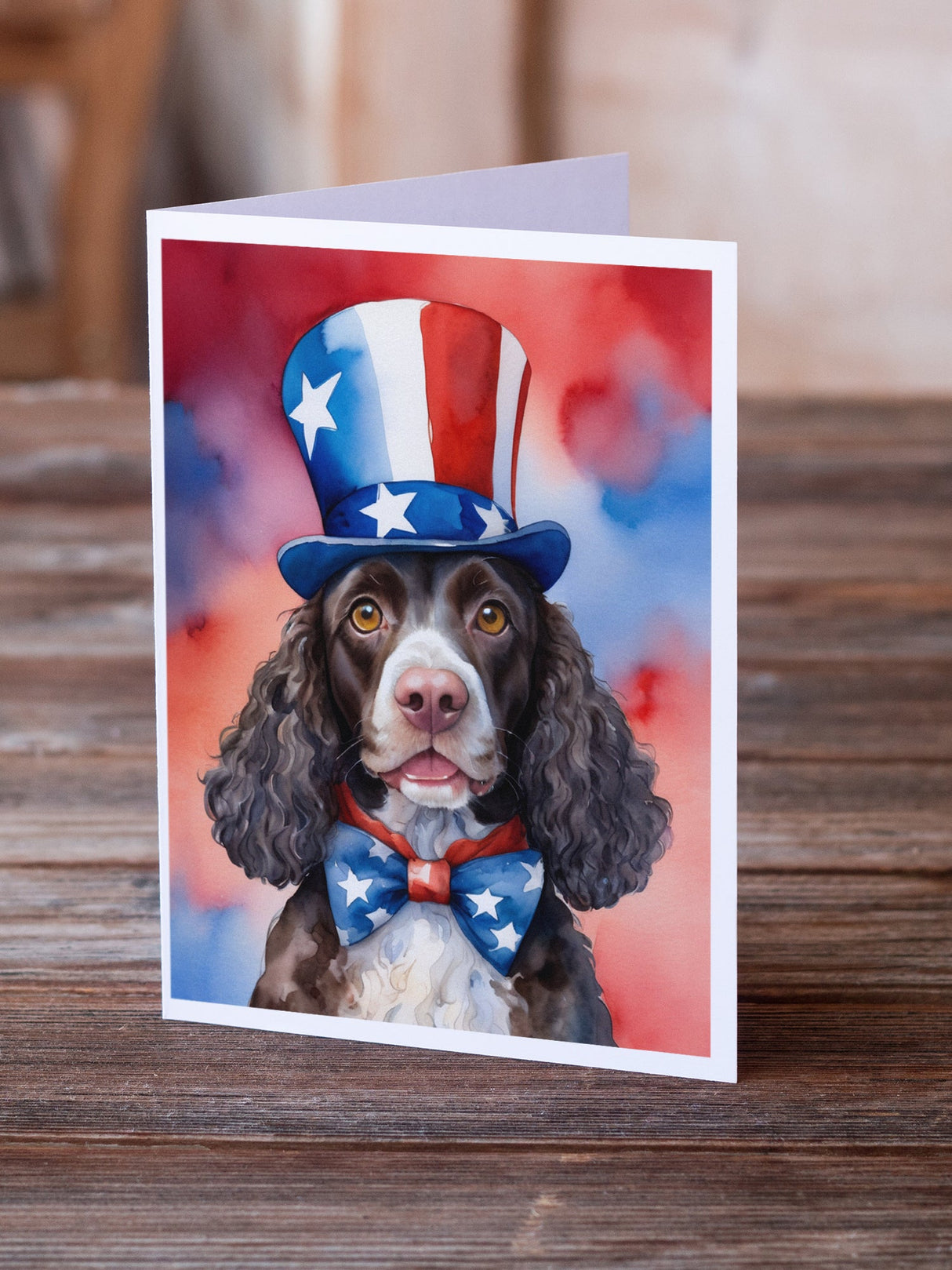 American Water Spaniel Patriotic American Greeting Cards Pack of 8