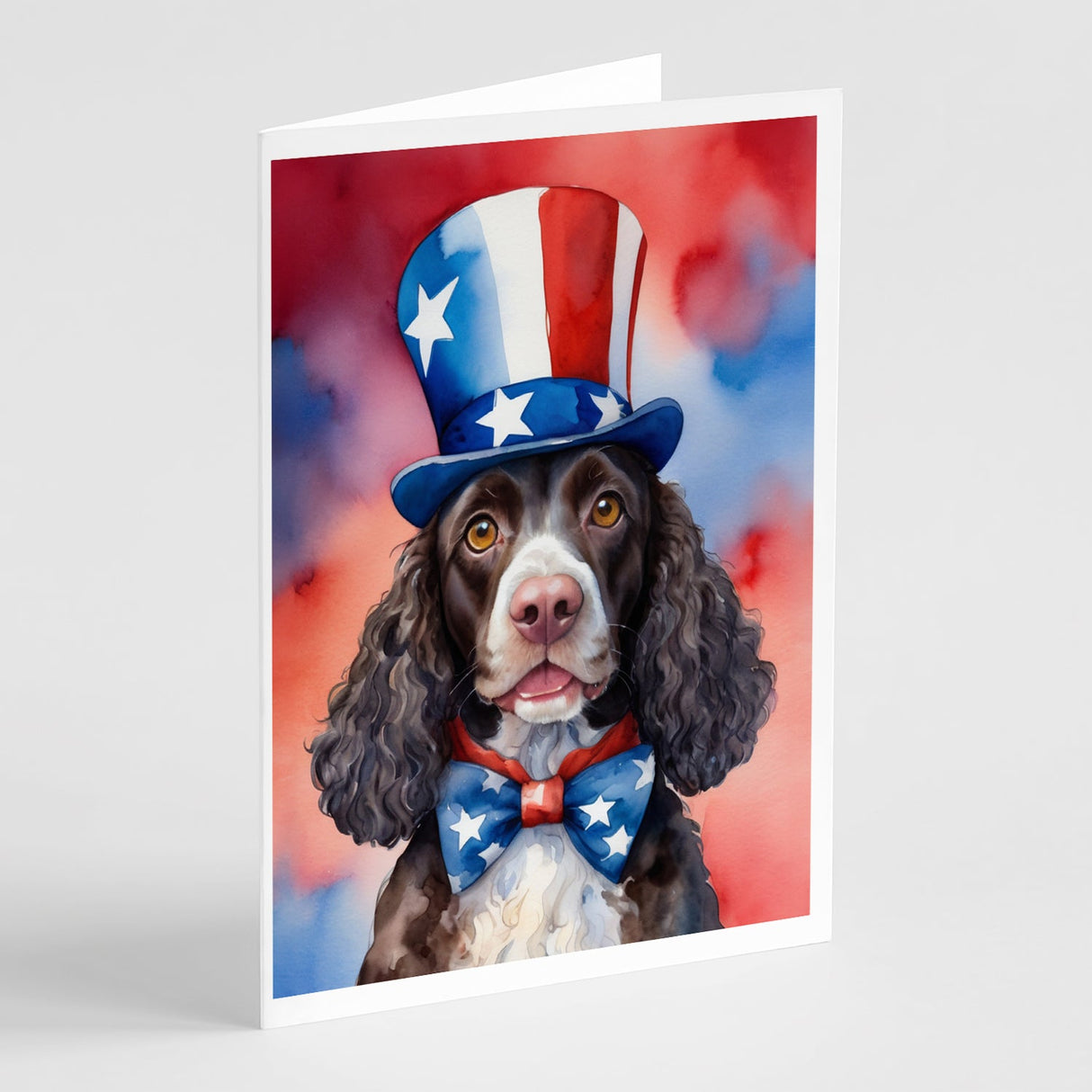 American Water Spaniel Patriotic American Greeting Cards Pack of 8