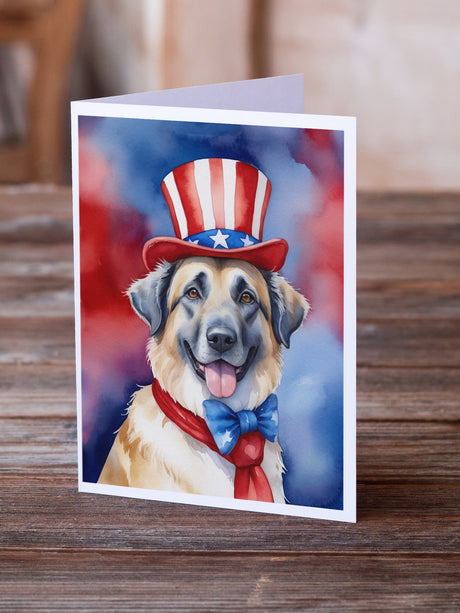 Anatolian Shepherd Patriotic American Greeting Cards Pack of 8