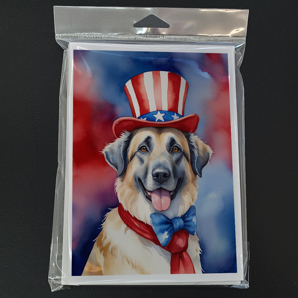 Anatolian Shepherd Patriotic American Greeting Cards Pack of 8