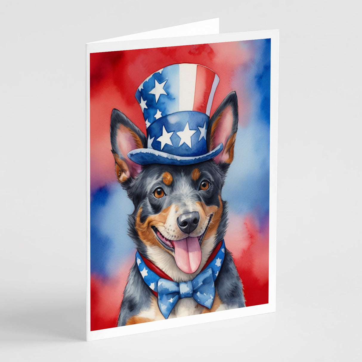 Australian Cattle Dog Patriotic American Greeting Cards Pack of 8