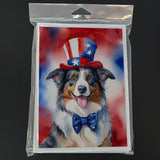 Australian Shepherd Patriotic American Greeting Cards Pack of 8