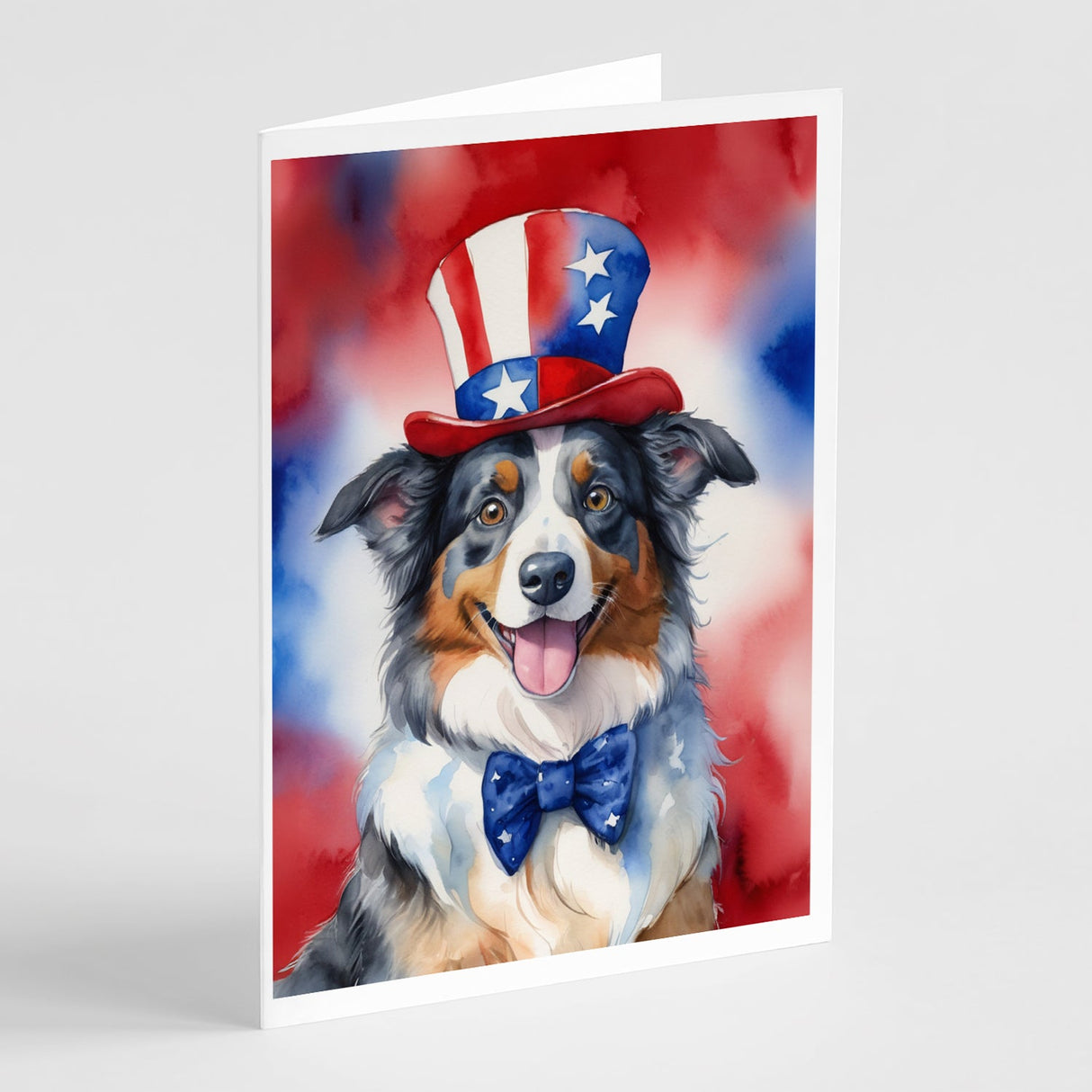 Australian Shepherd Patriotic American Greeting Cards Pack of 8