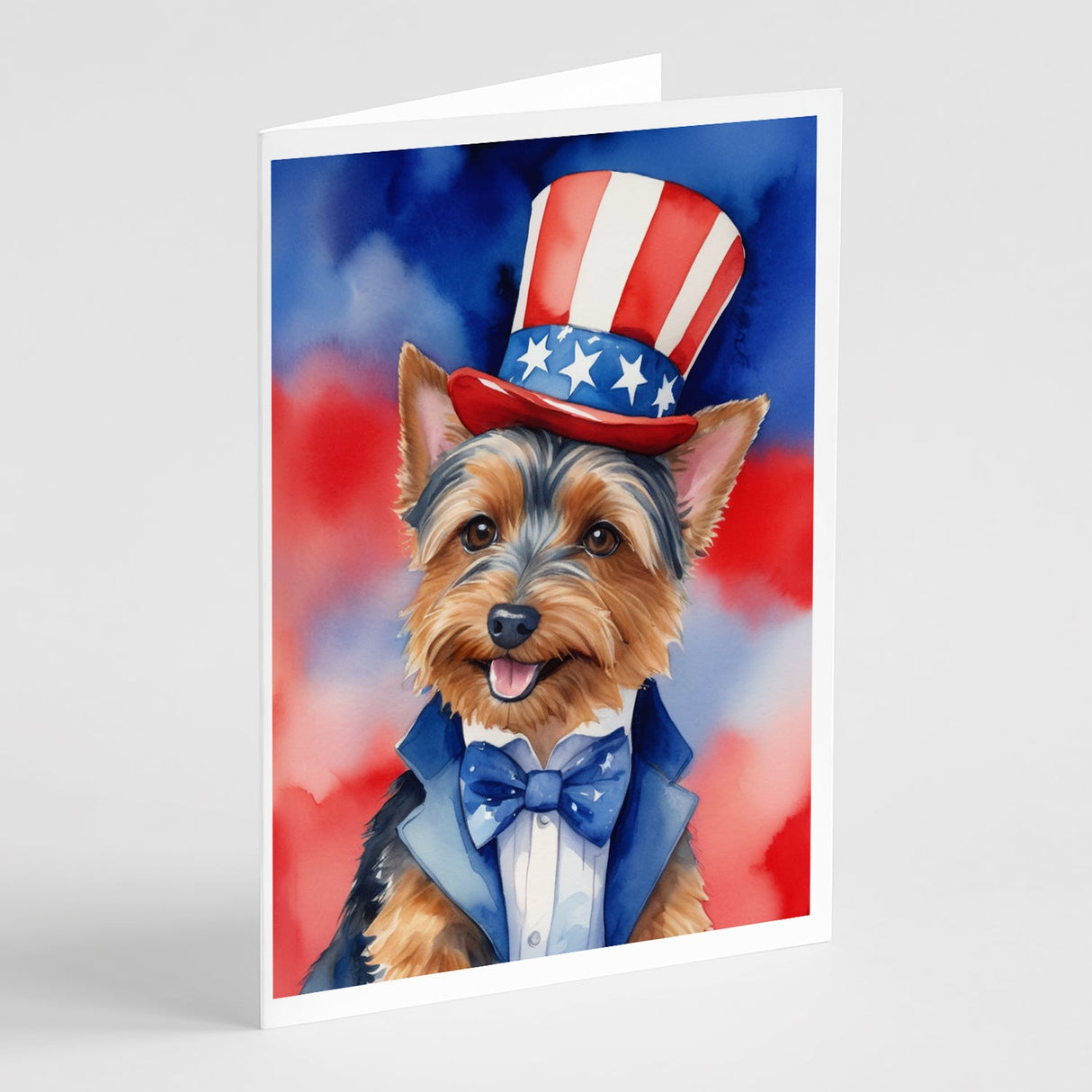 Australian Terrier Patriotic American Greeting Cards Pack of 8