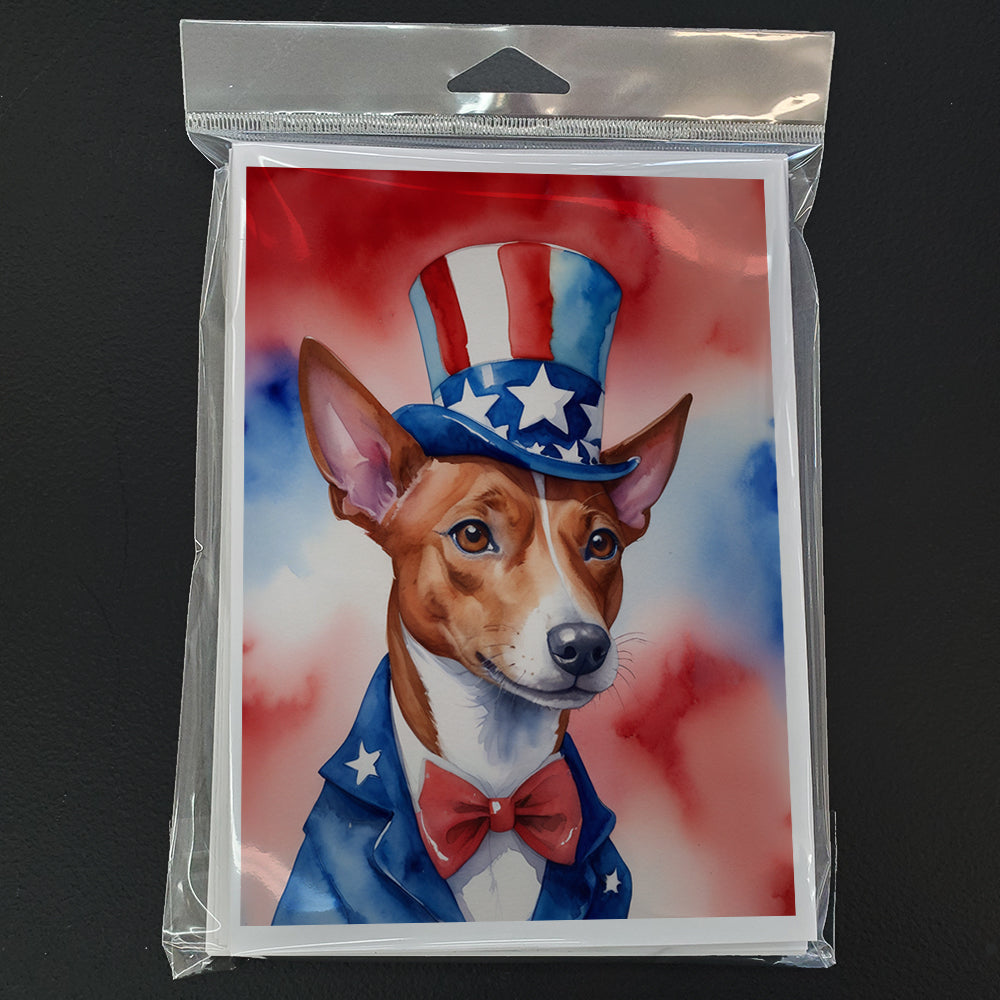 Basenji Patriotic American Greeting Cards Pack of 8