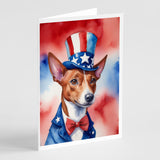 Basenji Patriotic American Greeting Cards Pack of 8