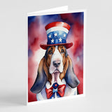 Basset Hound Patriotic American Greeting Cards Pack of 8