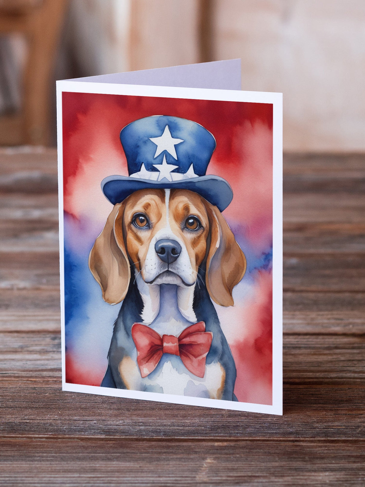 Beagle Patriotic American Greeting Cards Pack of 8